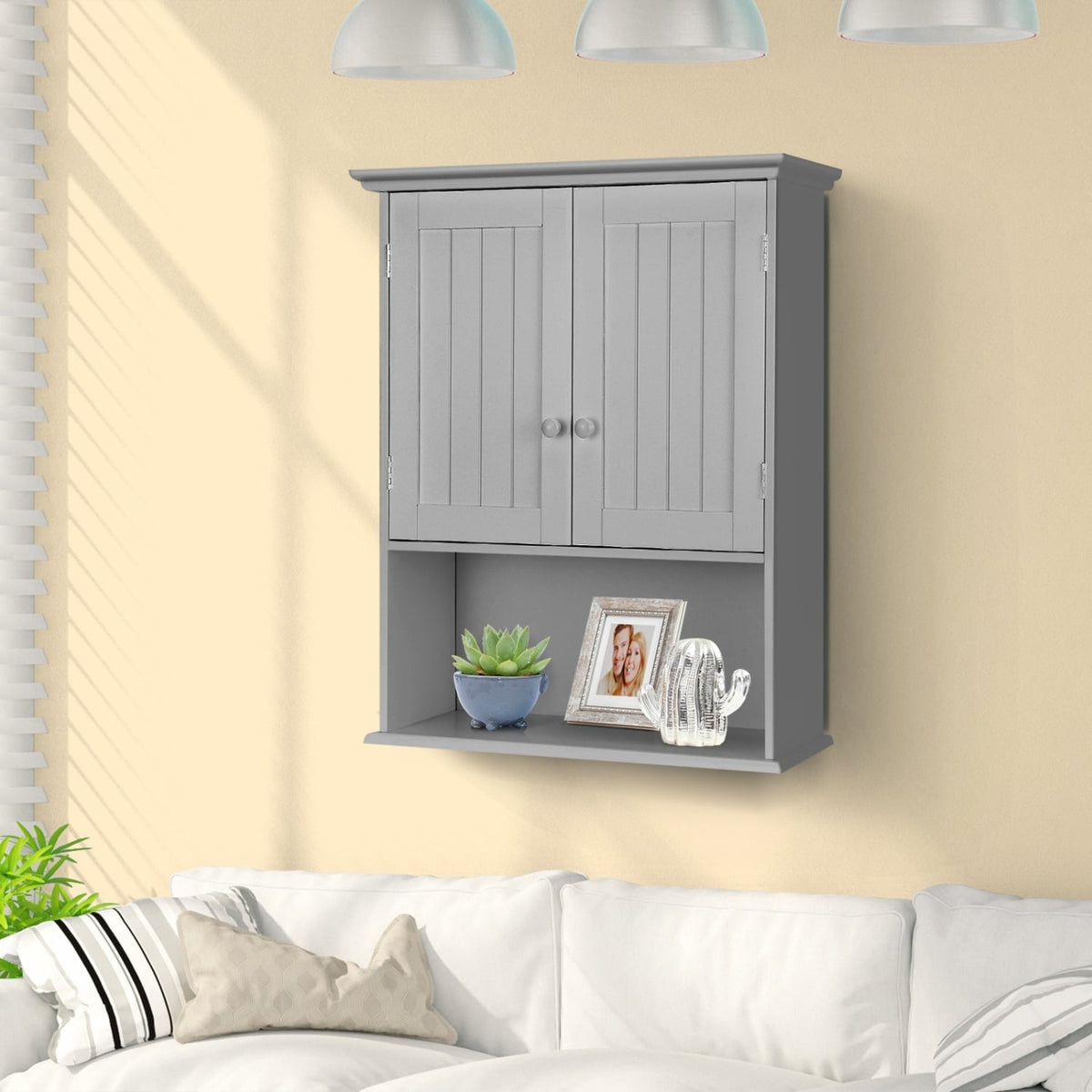 Wall Mount Bathroom Storage Cabinet-Dark Gray-Wall Cabinets-DECOROLALA