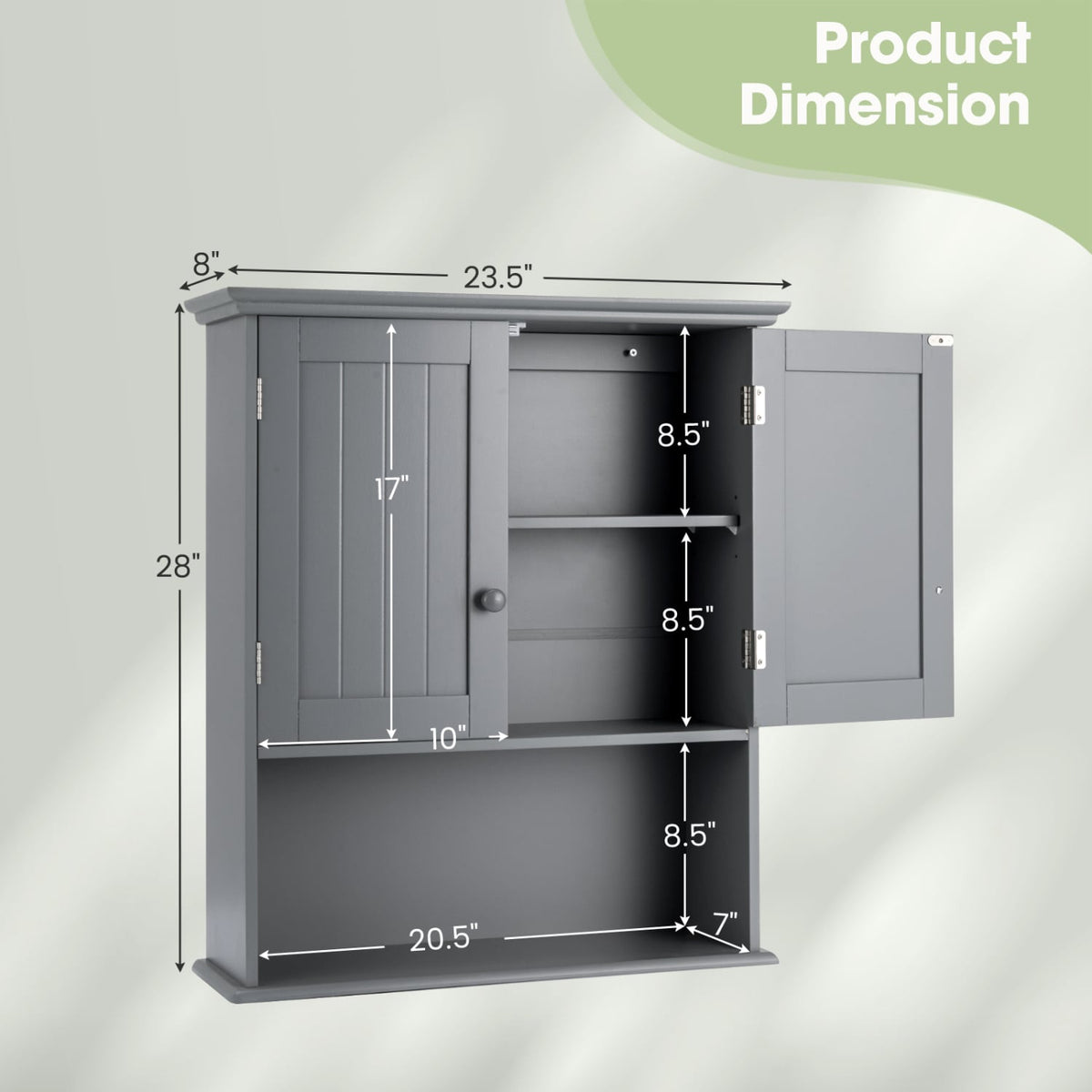 Wall Mount Bathroom Storage Cabinet-Dark Gray-Wall Cabinets-DECOROLALA