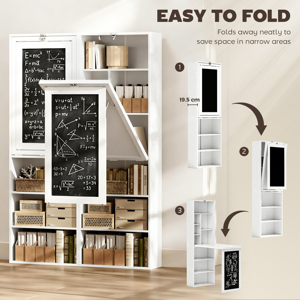 Wall Mount Fold-out Convertible Desk - White 60"-Office Products > Office Furniture > Office Desks & Work Stations > Computer Desks-DECOROLALA