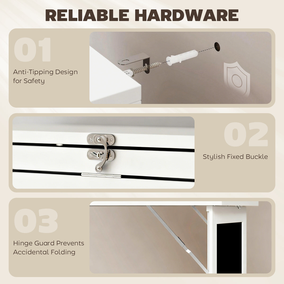 Wall Mount Fold-out Convertible Desk - White 60"-Office Products > Office Furniture > Office Desks & Work Stations > Computer Desks-DECOROLALA