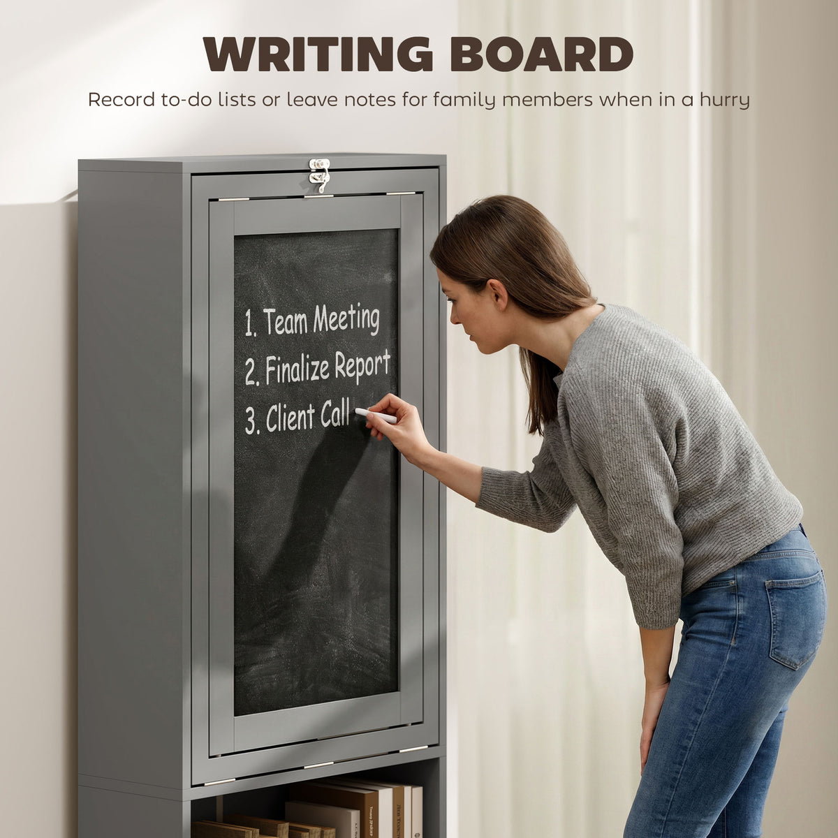 Wall Mount Folding Desk with Blackboard - Charcoal Grey-Office Products > Office Furniture > Office Desks & Work Stations > Computer Desks-DECOROLALA