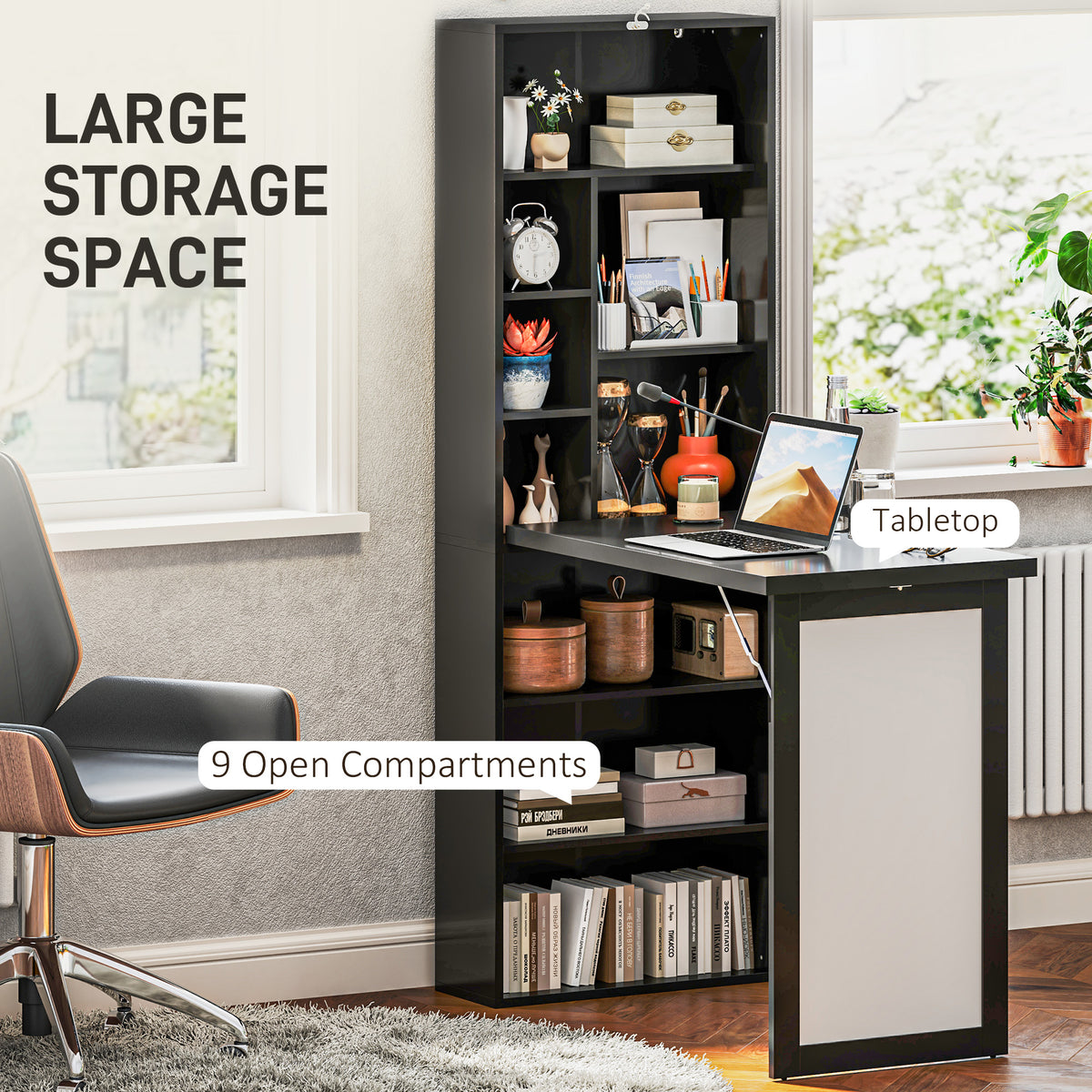 Wall Mount Folding Desk with Whiteboard - Black-Office Products > Office Furniture > Office Desks & Work Stations > Writing Desks-DECOROLALA
