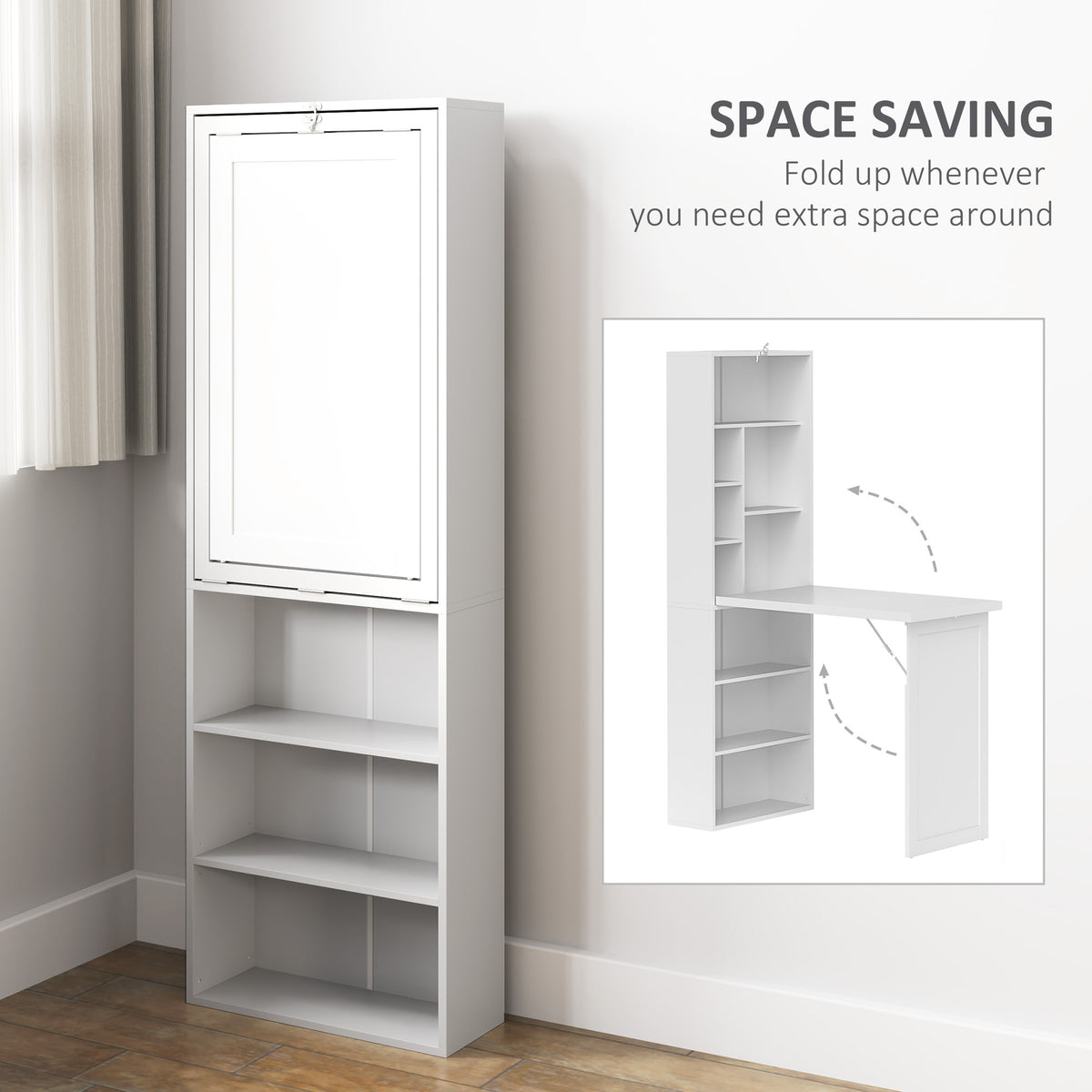 Wall Mount Folding Desk with Whiteboard - White-Office Products > Office Furniture > Office Desks & Work Stations > Computer Desks-DECOROLALA