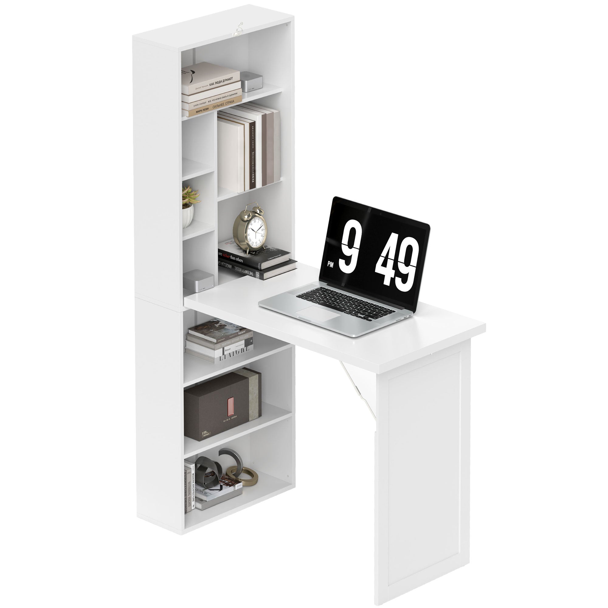 Wall Mount Folding Desk with Whiteboard - White-Office Products > Office Furniture > Office Desks & Work Stations > Computer Desks-DECOROLALA