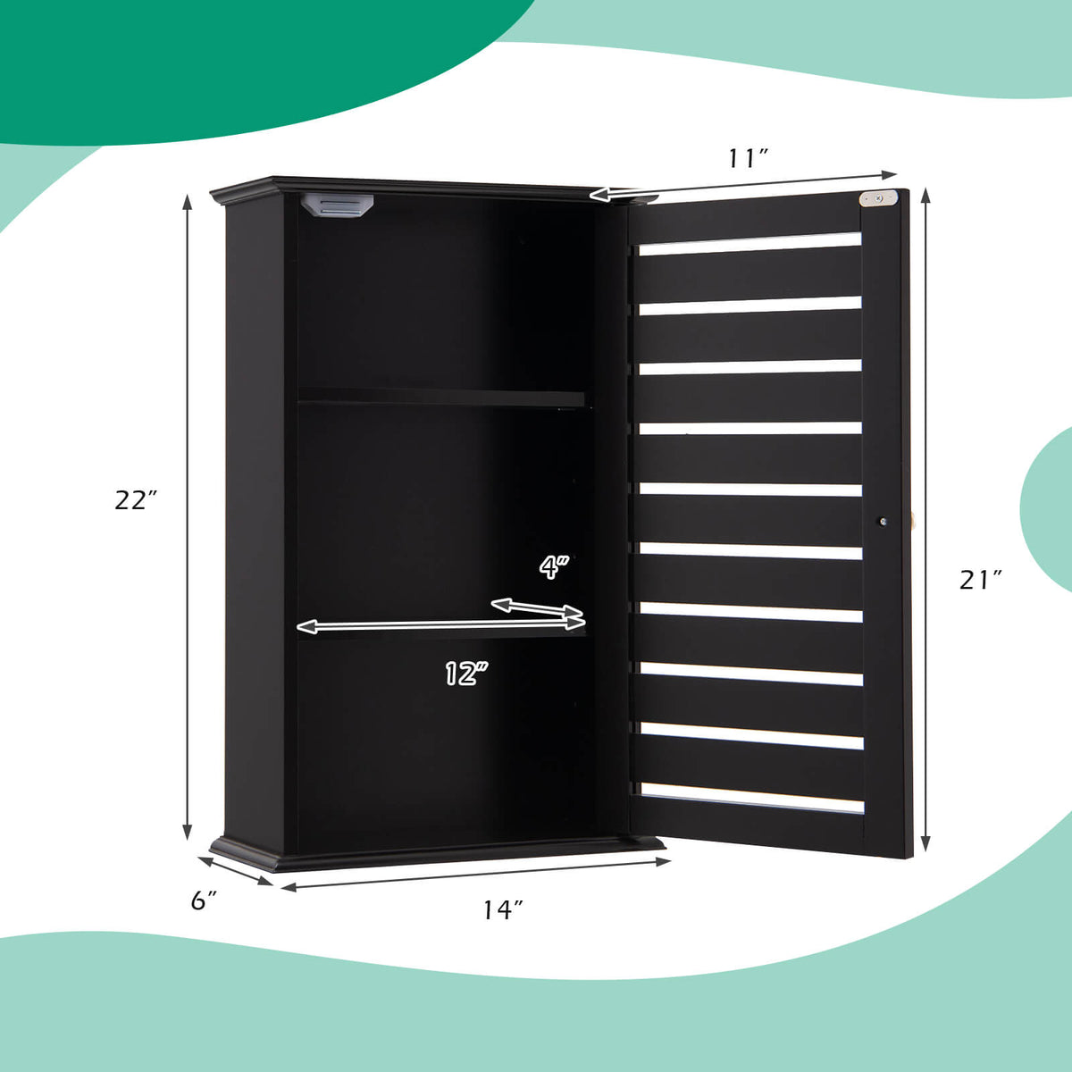 Wall Mount Medicine Cabinet - Dark Brown 14" x 6" x 22"-Wall Cabinets-DECOROLALA