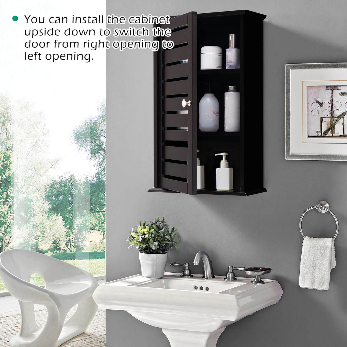 Wall Mount Medicine Cabinet - Dark Brown 14" x 6" x 22"-Wall Cabinets-DECOROLALA