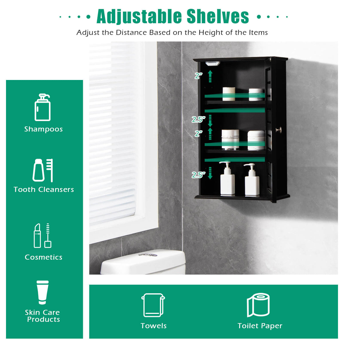 Wall Mount Medicine Cabinet - Dark Brown 14" x 6" x 22"-Wall Cabinets-DECOROLALA