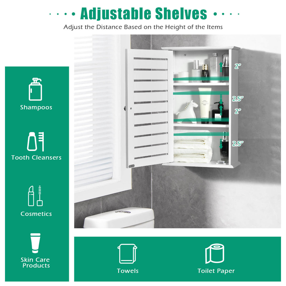 Wall Mount Medicine Cabinet Multifunction Storage Organizer-Wall Cabinets-DECOROLALA