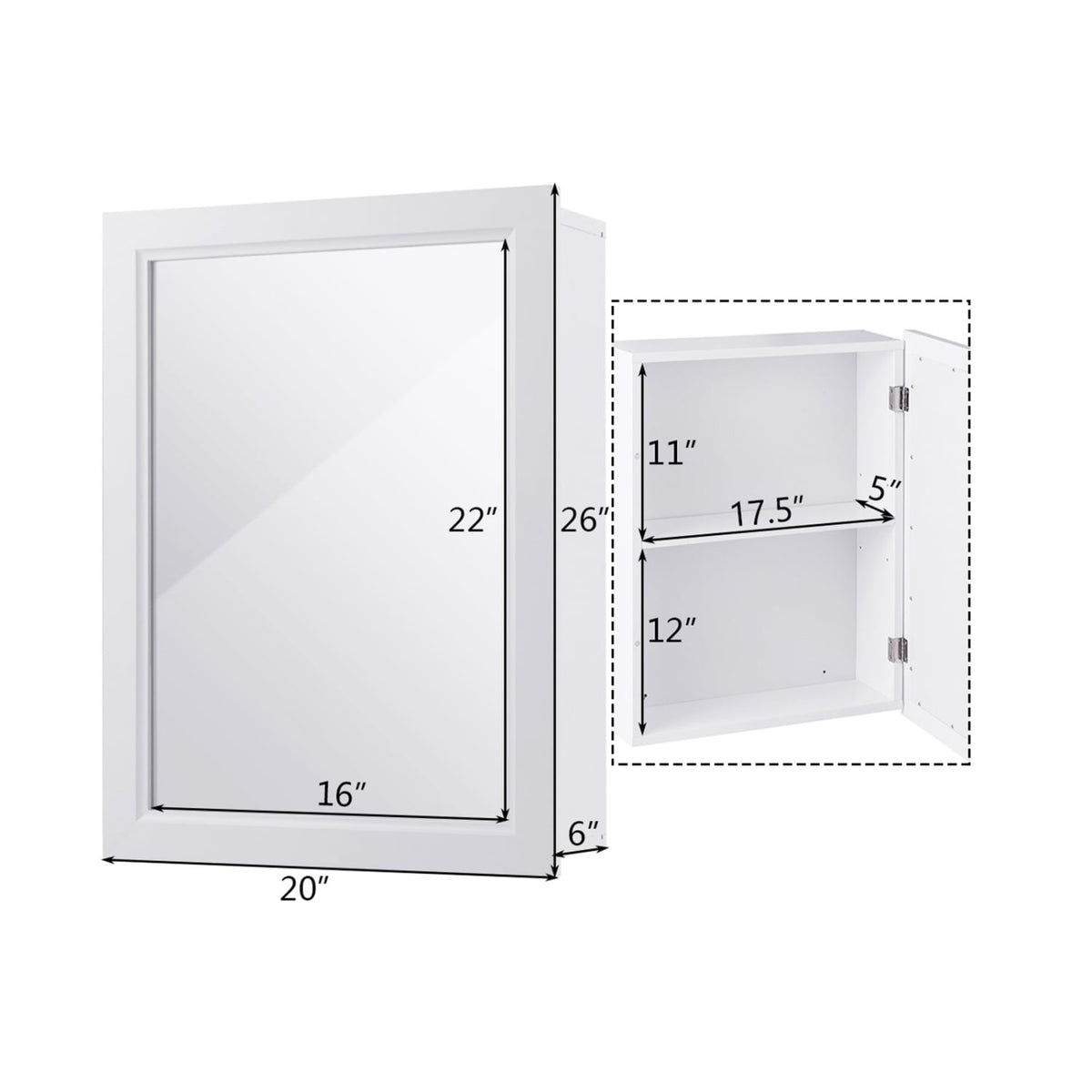Wall Mounted Adjustable Medicine Storage Mirror Cabinet-Wall Cabinets-DECOROLALA