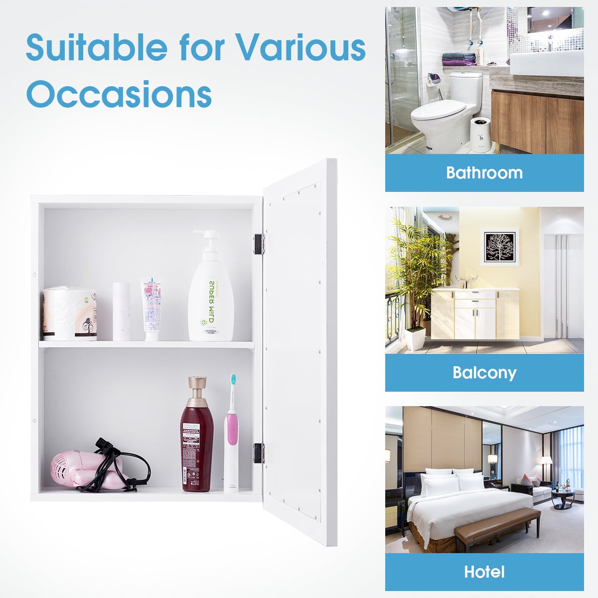 Wall Mounted Adjustable Medicine Storage Mirror Cabinet-Wall Cabinets-DECOROLALA