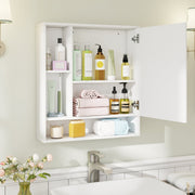 Wall Mounted Bathroom Cabinet with Mirror & Shelves - White-Wall Cabinets-DECOROLALA