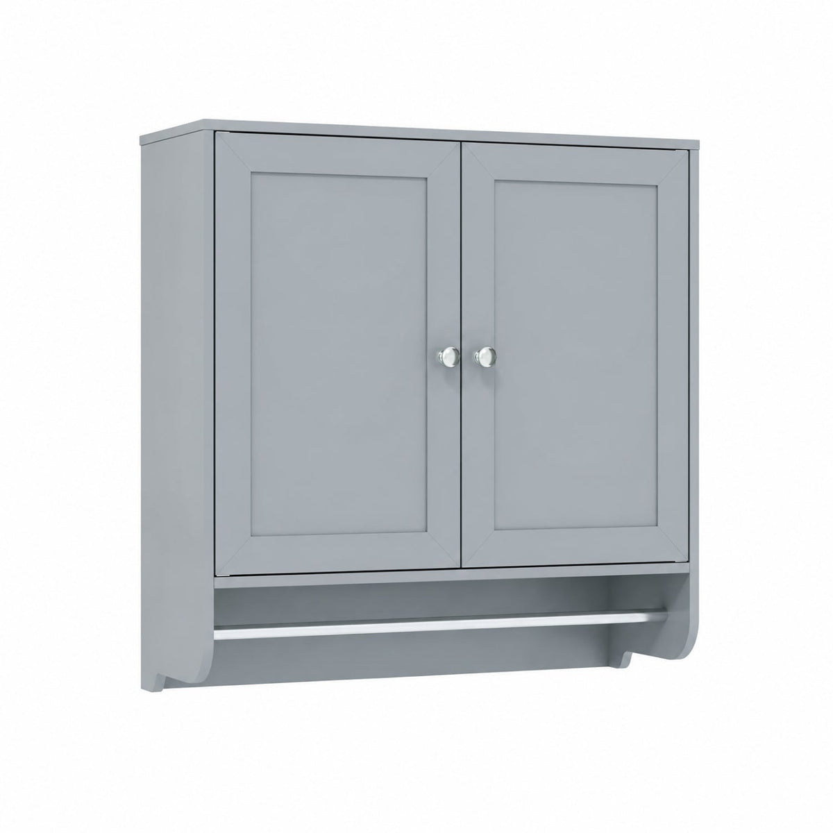 Wall Mounted Bathroom Medicine Cabinet with Towel Bar - White-Wall Cabinets-DECOROLALA