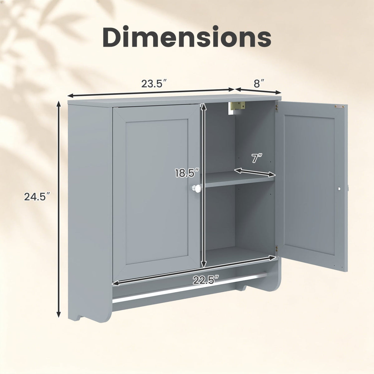 Wall Mounted Bathroom Medicine Cabinet with Towel Bar - White-Wall Cabinets-DECOROLALA