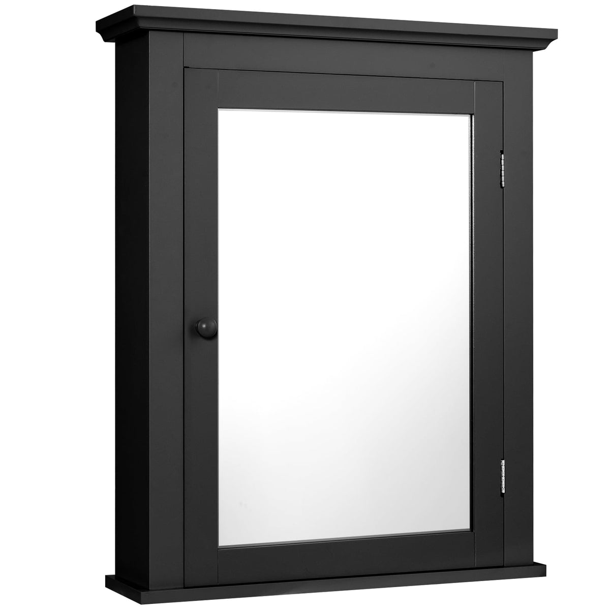 Wall Mounted Bathroom Mirror Cabinet - Black 22" MDF Storage-Bathroom Wall Cabinets-DECOROLALA