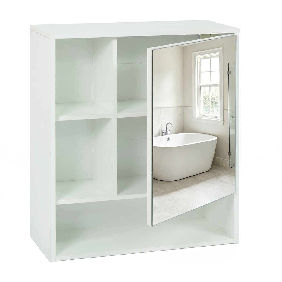 Wall-Mounted Bathroom Mirror Cabinet - White 22" x 24"-Wall Cabinets-DECOROLALA