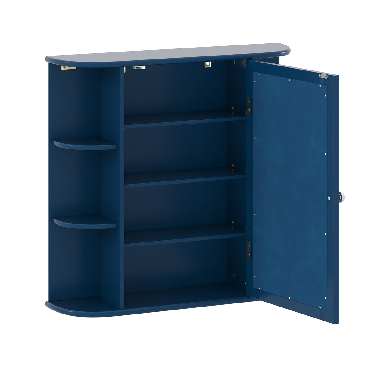 Wall-Mounted Bathroom Mirror Cabinet with 10 Shelves - Blue-Wall Cabinets-DECOROLALA