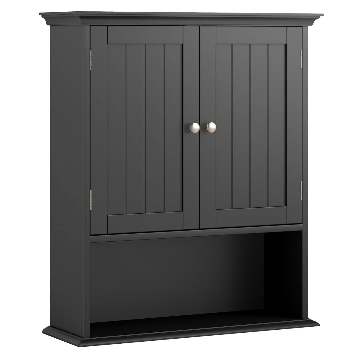 Wall-Mounted Bathroom Storage Cabinet with Doors - Black-Wall Cabinets-DECOROLALA