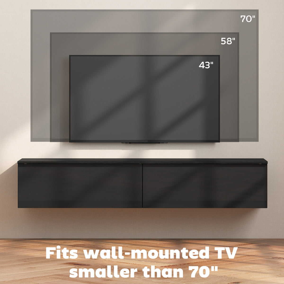 Wall Mounted Floating TV Stand - Black High Gloss 63"-Home Furnishings > Living Room Furniture > TV¬†Stands-DECOROLALA