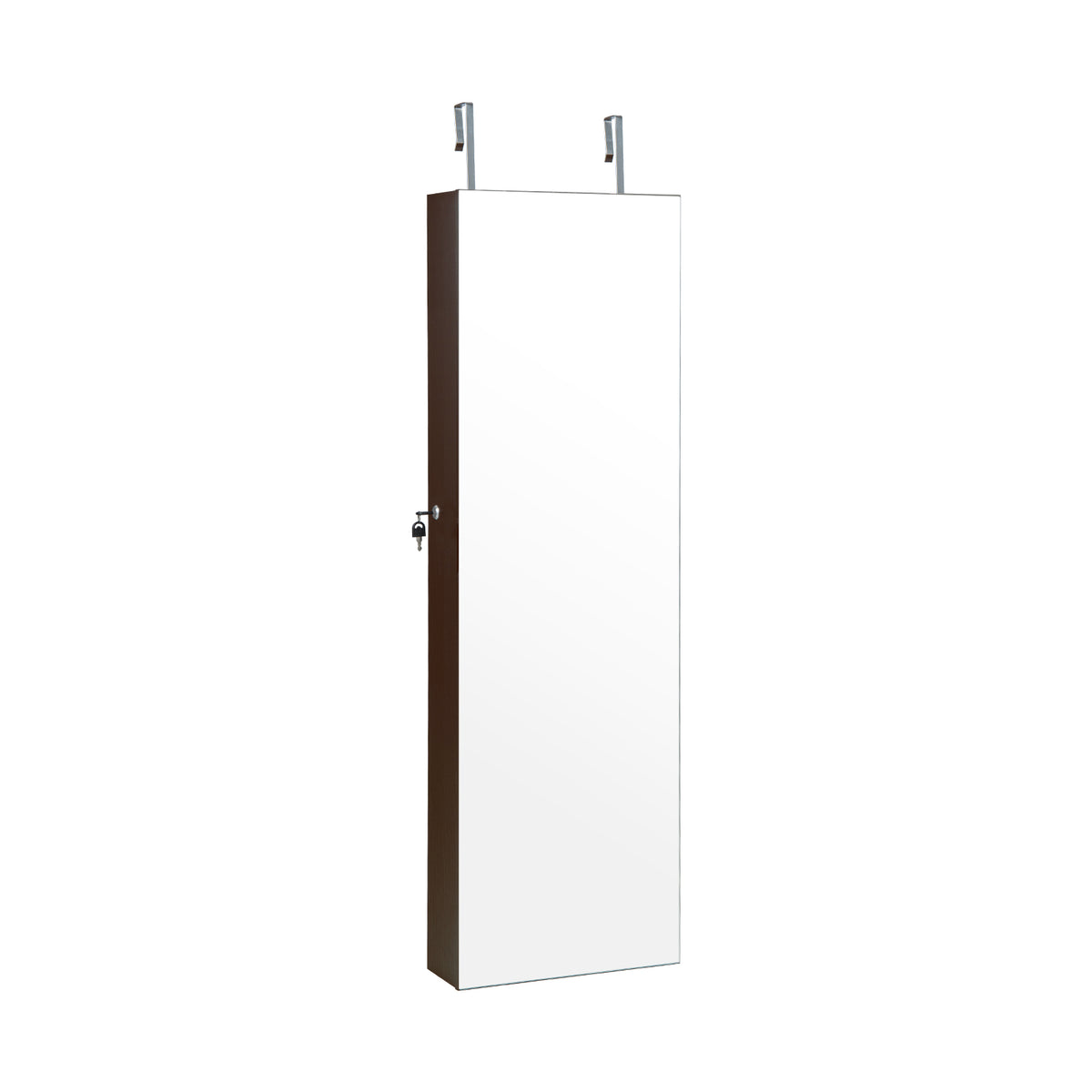 Wall Mounted Jewelry Cabinet with 3-Color Lights-Brown-Jewelry Armoires-DECOROLALA