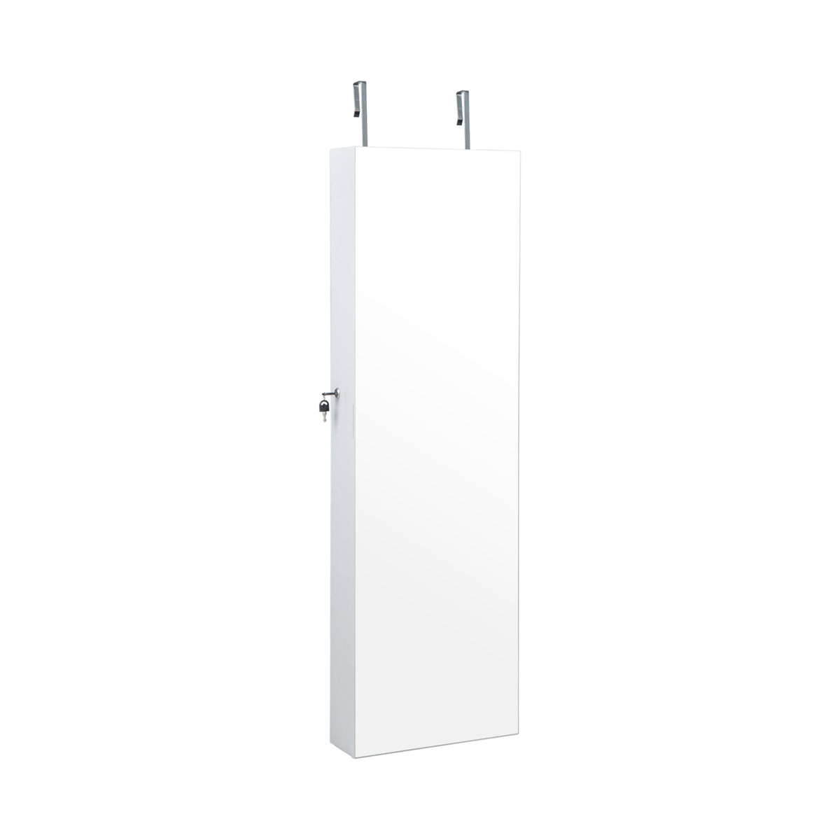 Wall Mounted Jewelry Cabinet with 3-Color Lights-White-Jewelry Armoires-DECOROLALA