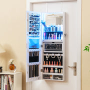 Wall Mounted Jewelry Cabinet with Full-Length Mirror-White-Jewelry Armoires-DECOROLALA