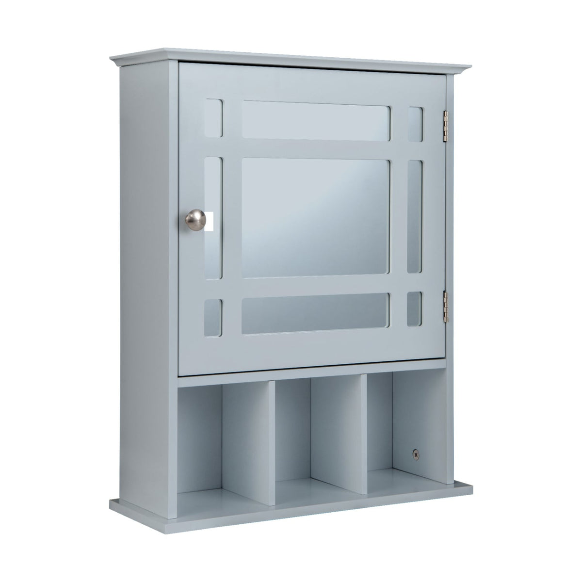 Wall Mounted Mirrored Bathroom Cabinet - Gray MDF 19" x 23.5"-Bathroom Wall Cabinets-DECOROLALA