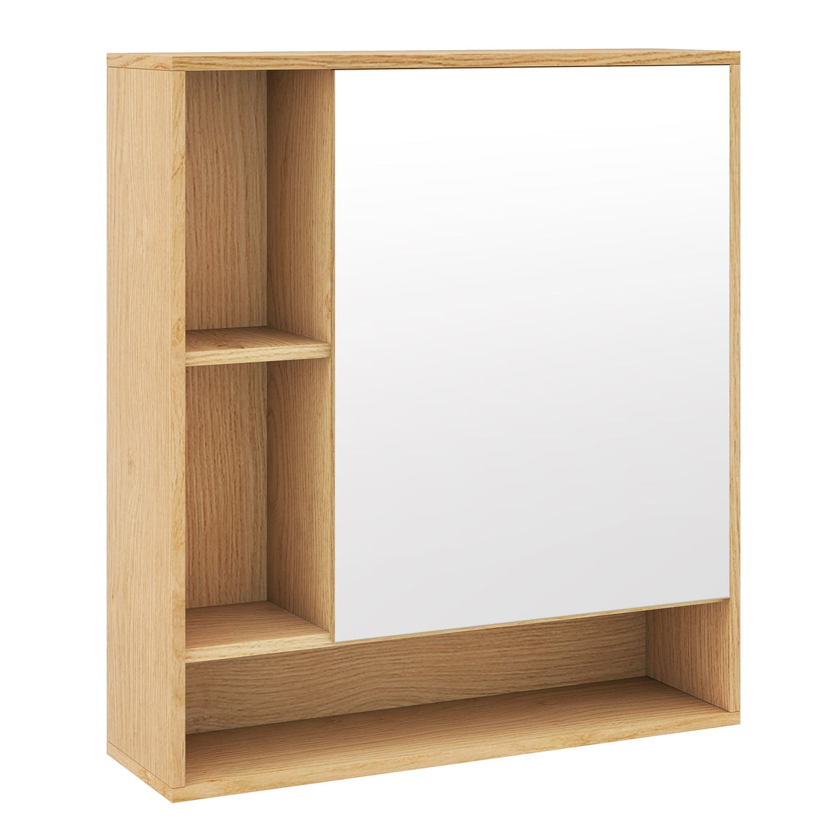 Wall Mounted Mirrored Bathroom Cabinet - Natural 21.5" x 24"-Wall Cabinets-DECOROLALA