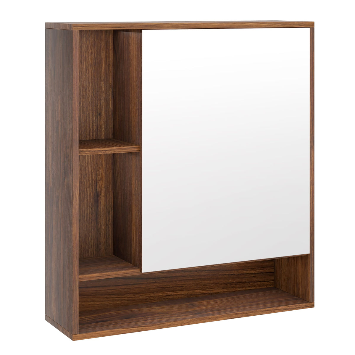 Wall Mounted Mirrored Bathroom Cabinet - Walnut 21.5" x 24"-Wall Cabinets-DECOROLALA