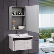Wall-Mounted Mirrored Medicine Cabinet-Gray-Wall Cabinets-DECOROLALA