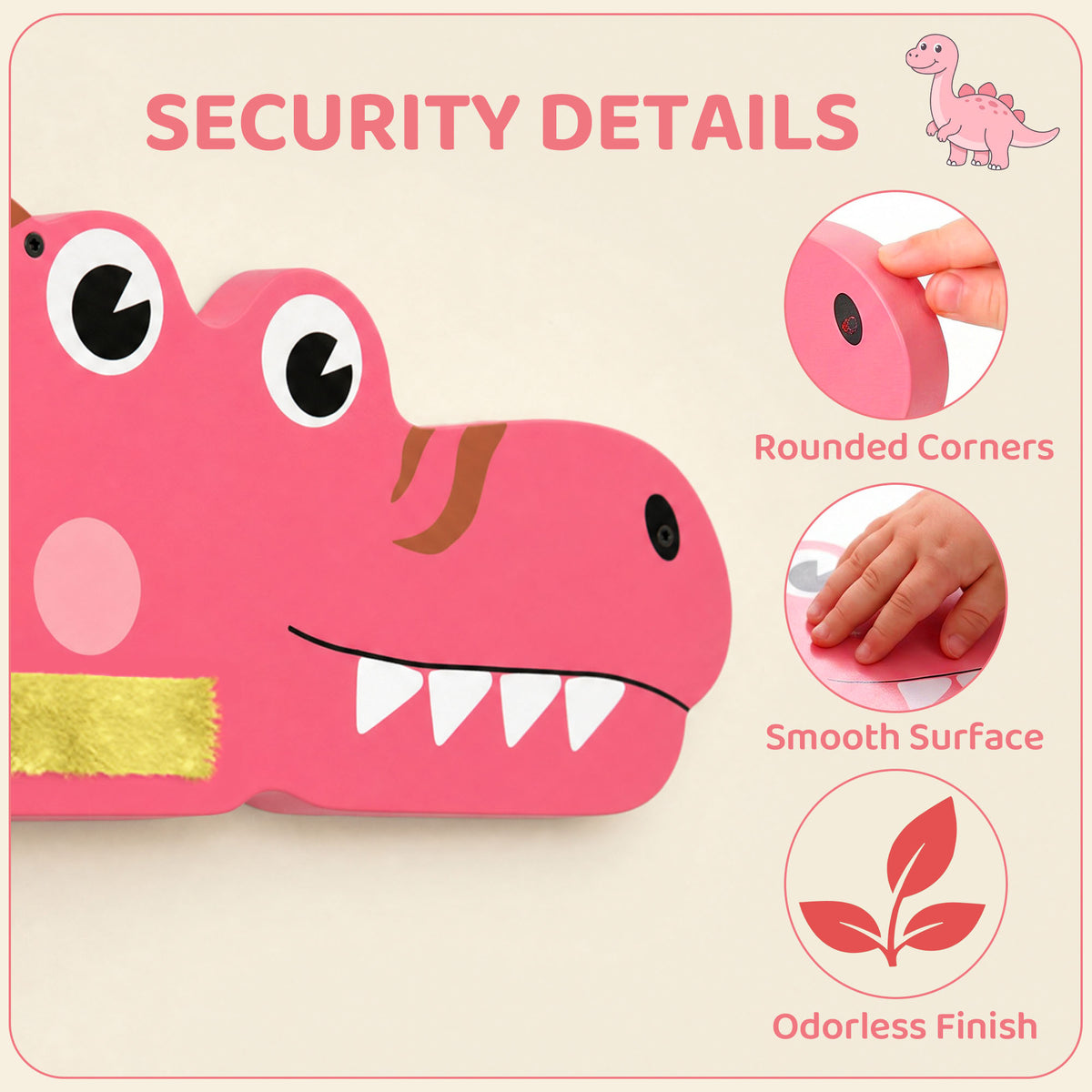 Busy Board Panels wall mounted Montessori Sensory Toys dinosaur center 87 x 52 x 5.5 cm Pink-Toys & Games > Baby & Toddler Toys > Toy Playsets-DECOROLALA