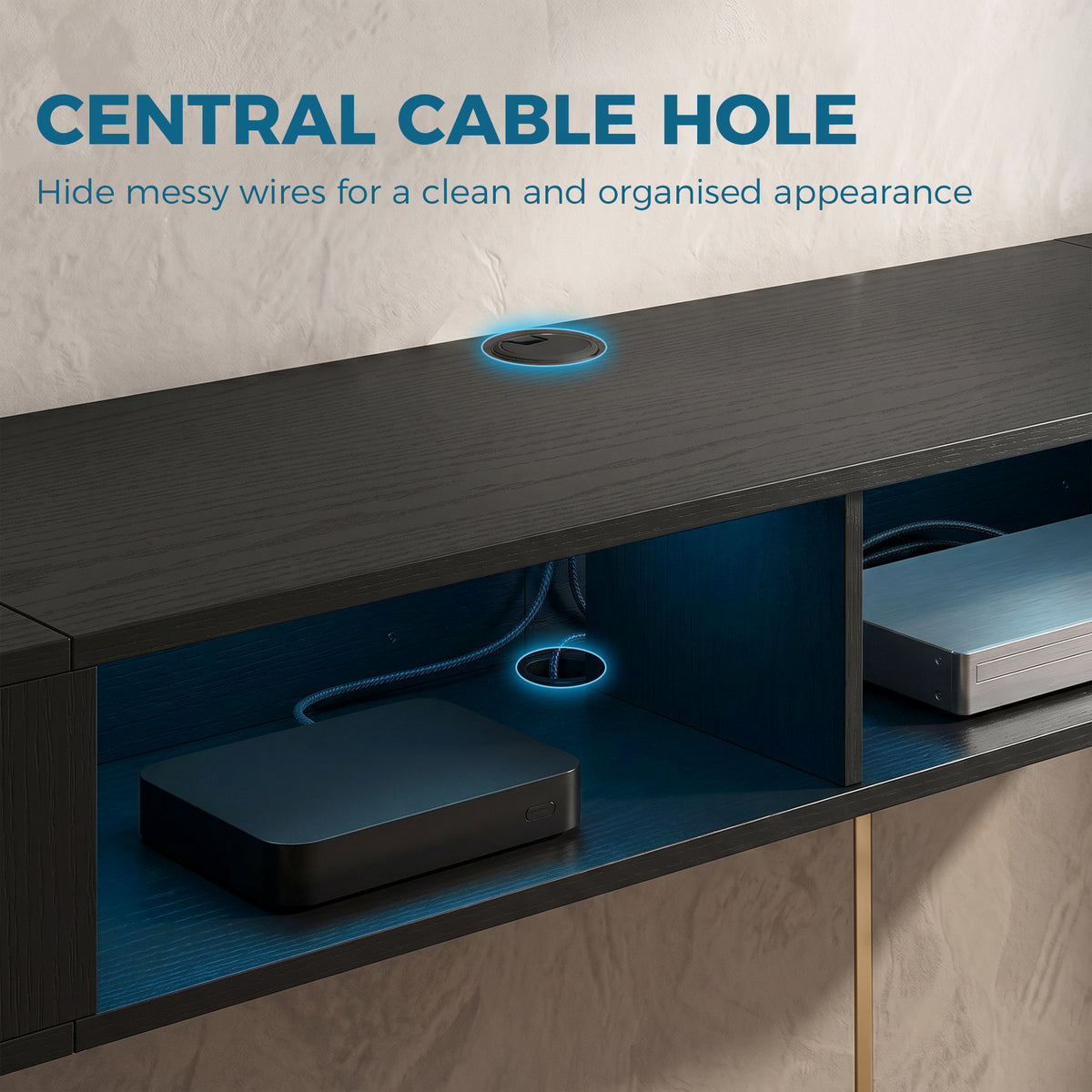 Wall-Mounted TV Stand with RGB LED Lights - Black 70"-Home Furnishings > Living Room Furniture > TV¬†Stands-DECOROLALA