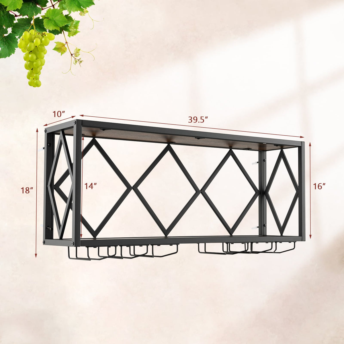 Wall Mounted Wine Rack for 39 Bottles and 12 Glasses – DECOROLALA