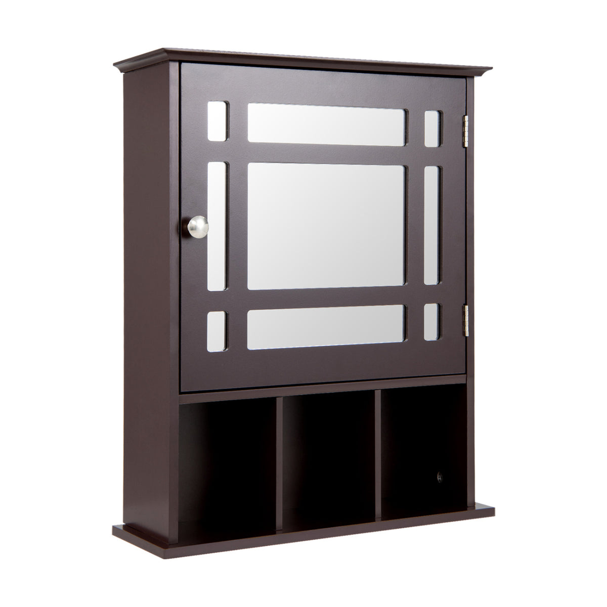 Wall Mounted Mirrored Bathroom Cabinet - Brown MDF 19" x 23.5"-Wall Cabinets-DECOROLALA