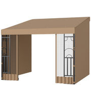 Wall Pergola 10'x10' Khaki with Curtains-DECOROLALA