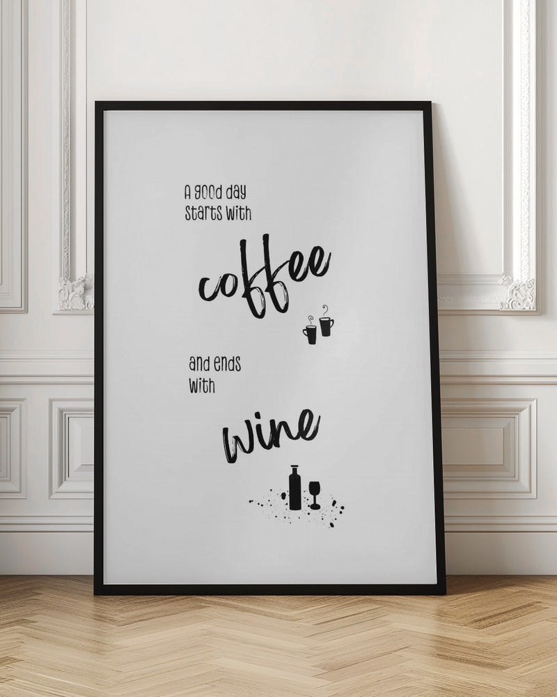 Wall art A good day starts with coffee and ends with wine-canvas-DECOROLALA
