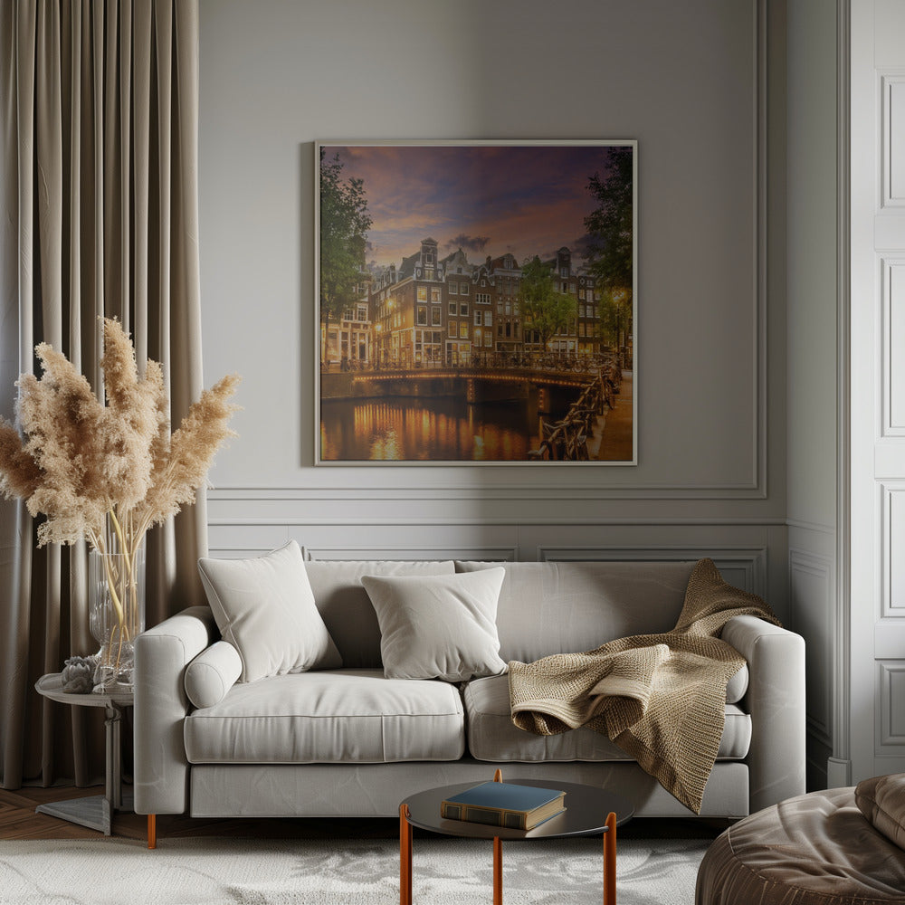 Wall art AMSTERDAM Idyllic impression from Singel-canvas-DECOROLALA