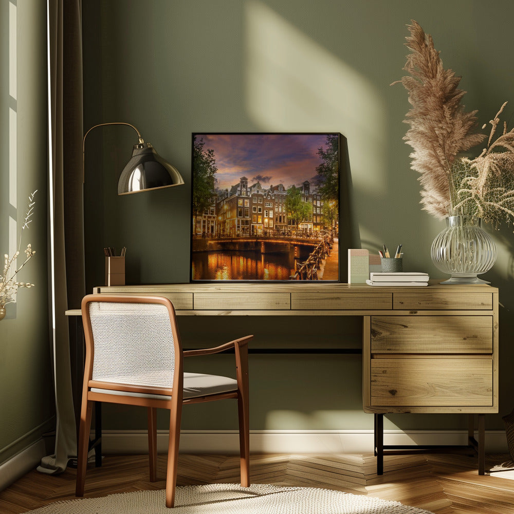 Wall art AMSTERDAM Idyllic impression from Singel-canvas-DECOROLALA