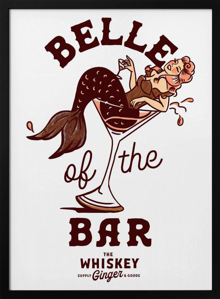 Wall art Belle Of The Bar Mermaid Pin Up Art-Canvas Print-DECOROLALA