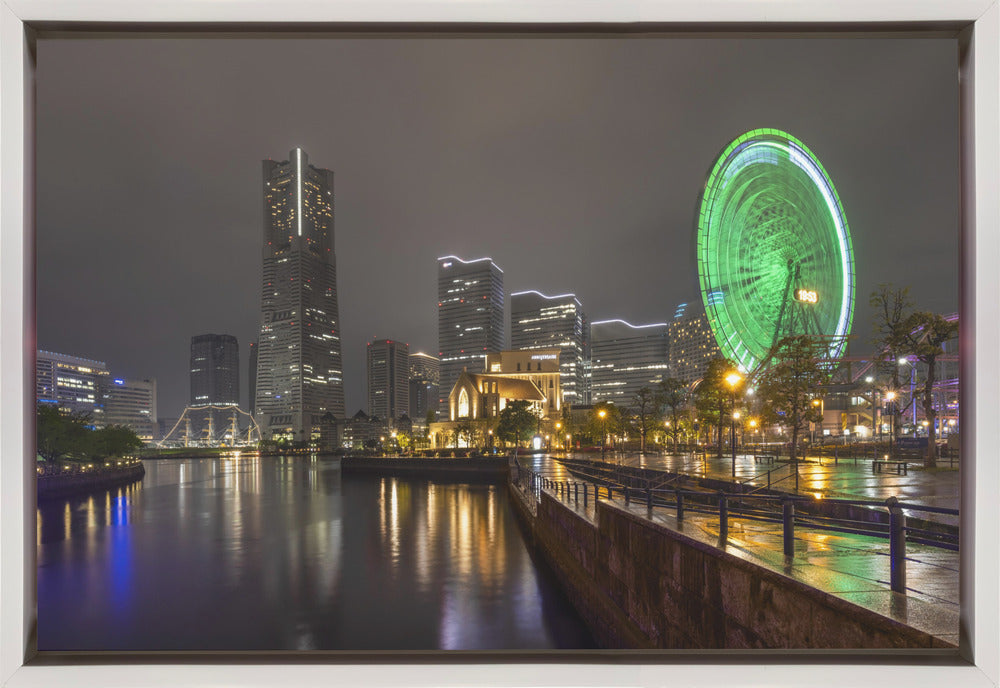 Wall art Dazzling Yokohama skyline at night-canvas-DECOROLALA