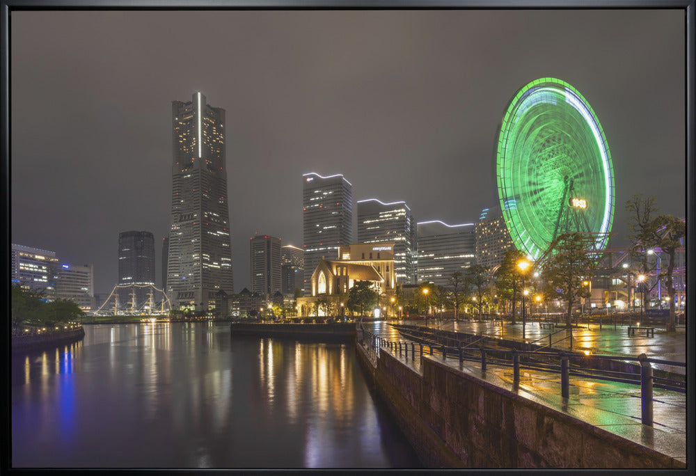 Wall art Dazzling Yokohama skyline at night-canvas-DECOROLALA