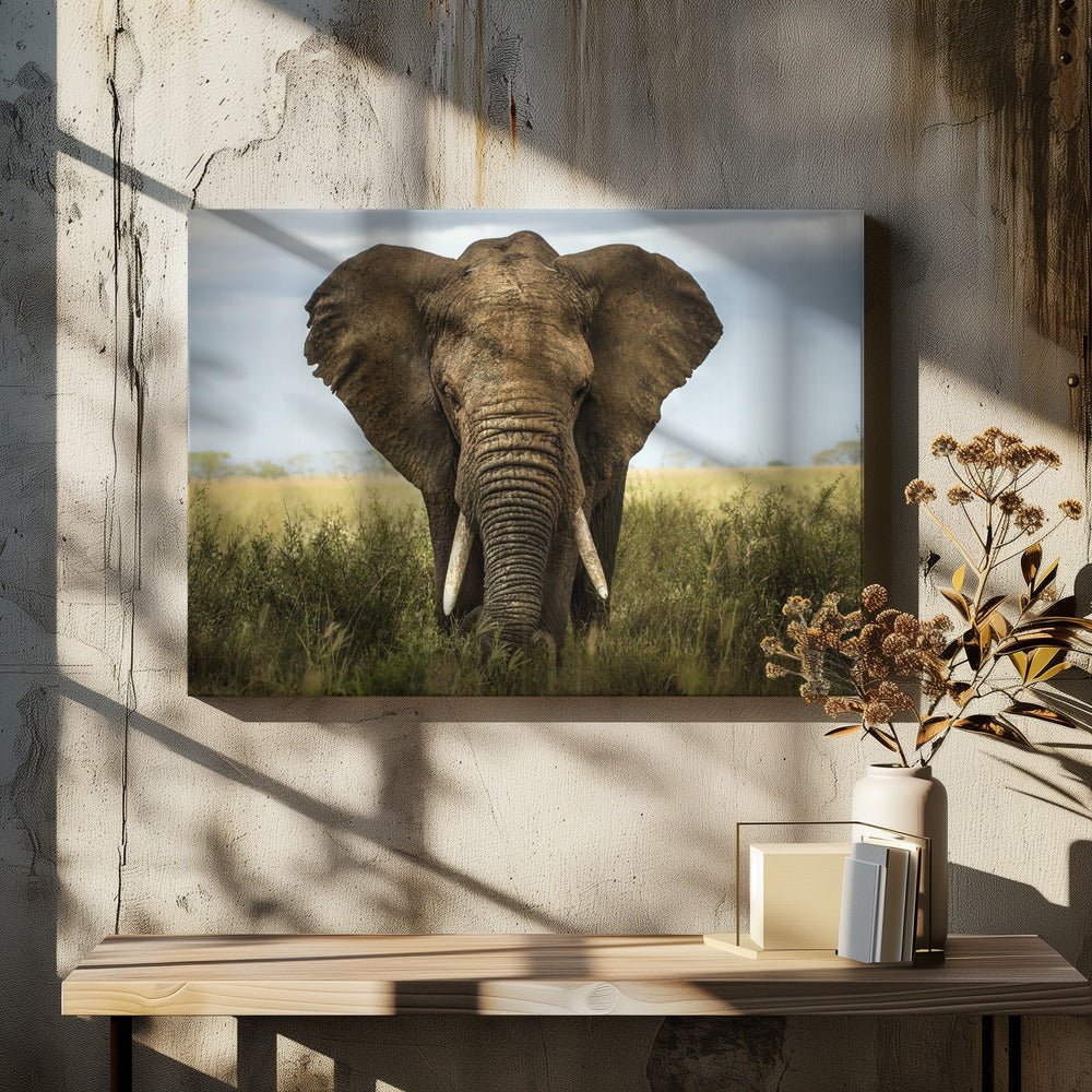 Wall art Encounters in Serengeti. Elephant-Canvas Print-DECOROLALA
