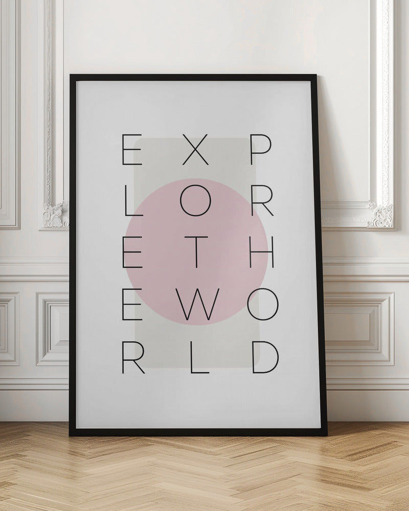 Wall art Explore the world - pink-canvas-DECOROLALA