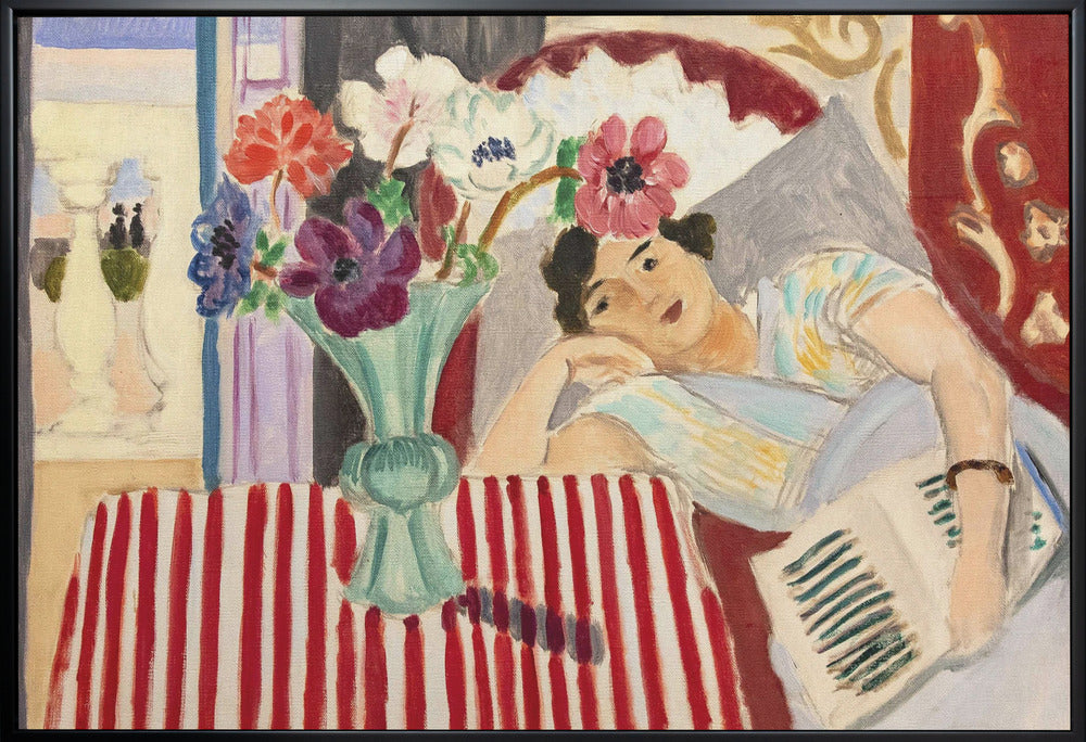 Wall art Femme Et Anémones-Canvas Print-DECOROLALA