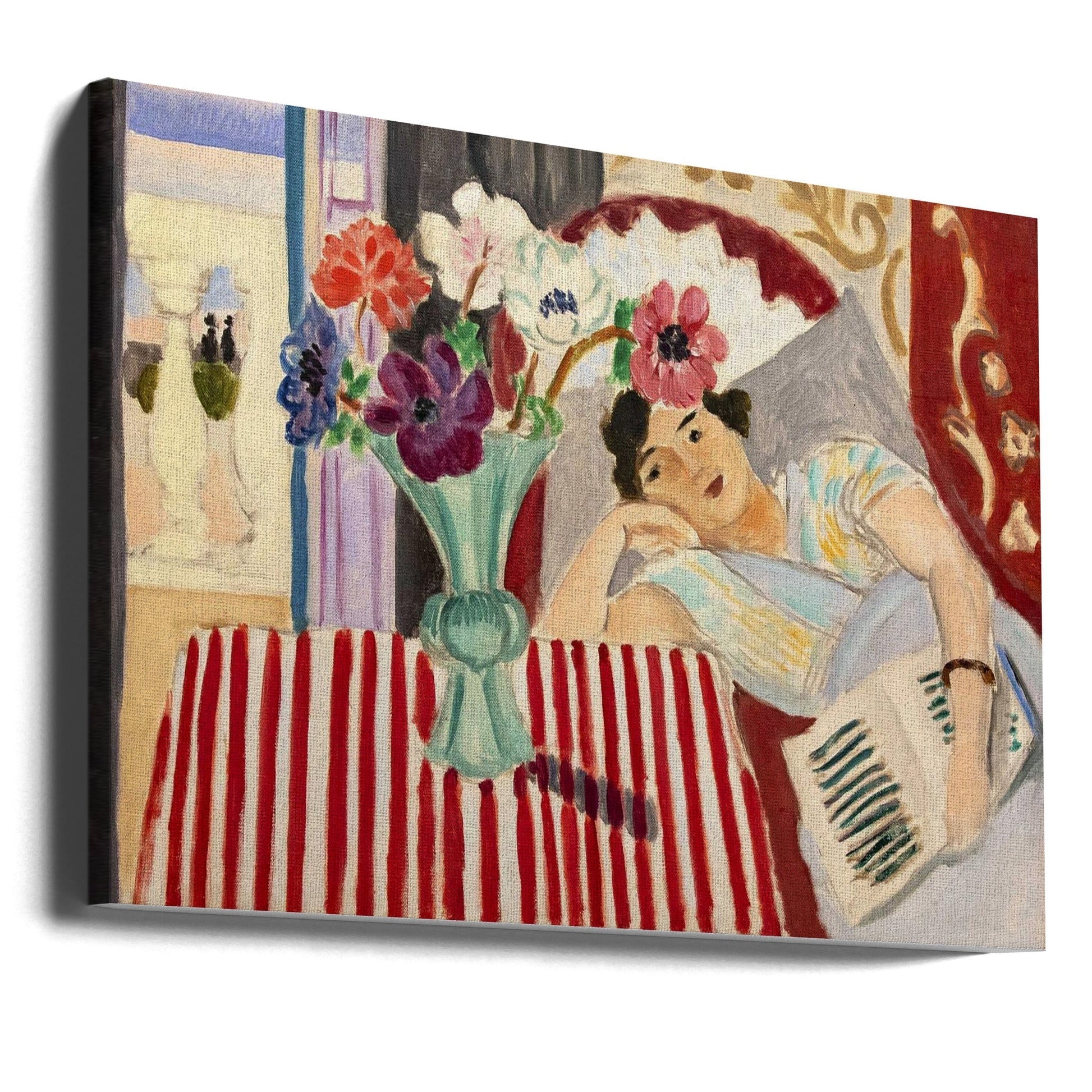 Wall art Femme Et Anémones-Canvas Print-DECOROLALA