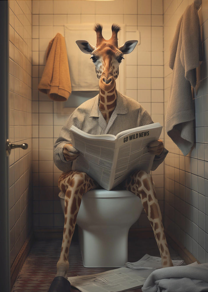 Wall art Giraffe In the Toilet-Canvas Print-DECOROLALA