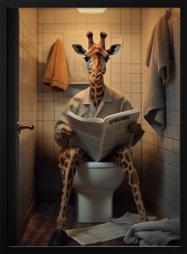 Wall art Giraffe In the Toilet-Canvas Print-DECOROLALA