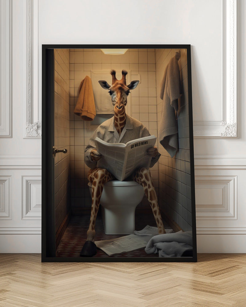 Wall art Giraffe In the Toilet-Canvas Print-DECOROLALA