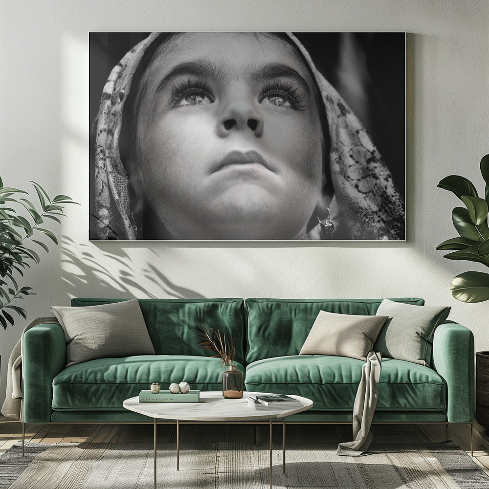 Wall art Girl with Sardinian traditional veil-Canvas Print-DECOROLALA