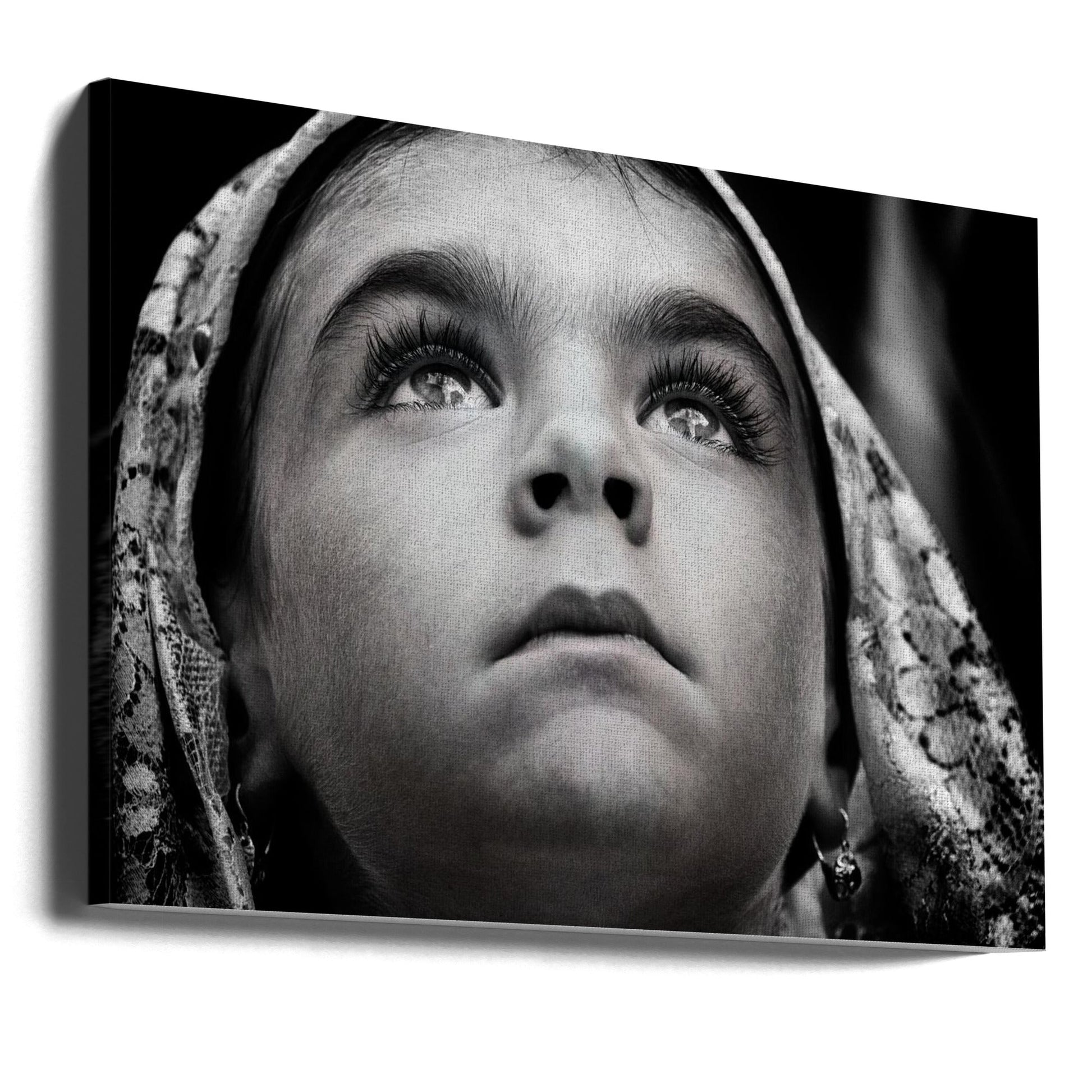 Wall art Girl with Sardinian traditional veil-Canvas Print-DECOROLALA