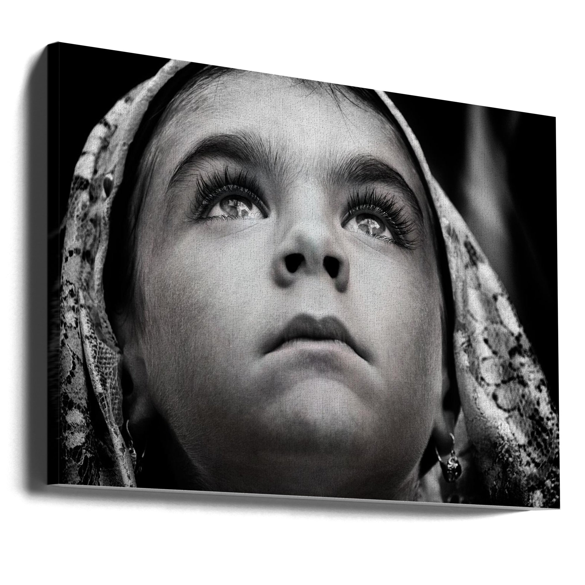 Wall art Girl with Sardinian traditional veil-Canvas Print-DECOROLALA